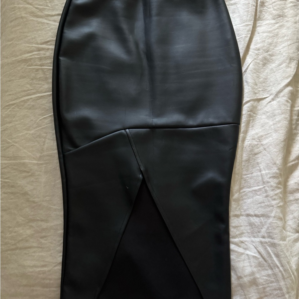 Boohoo Black Faux Leather Pencil Skirt